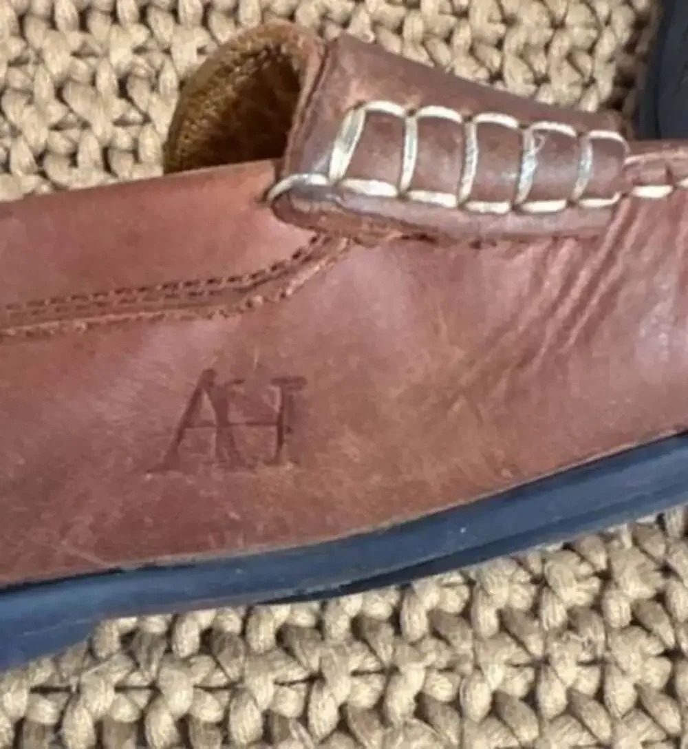 osten heel brown leather penny driver loafers size 10